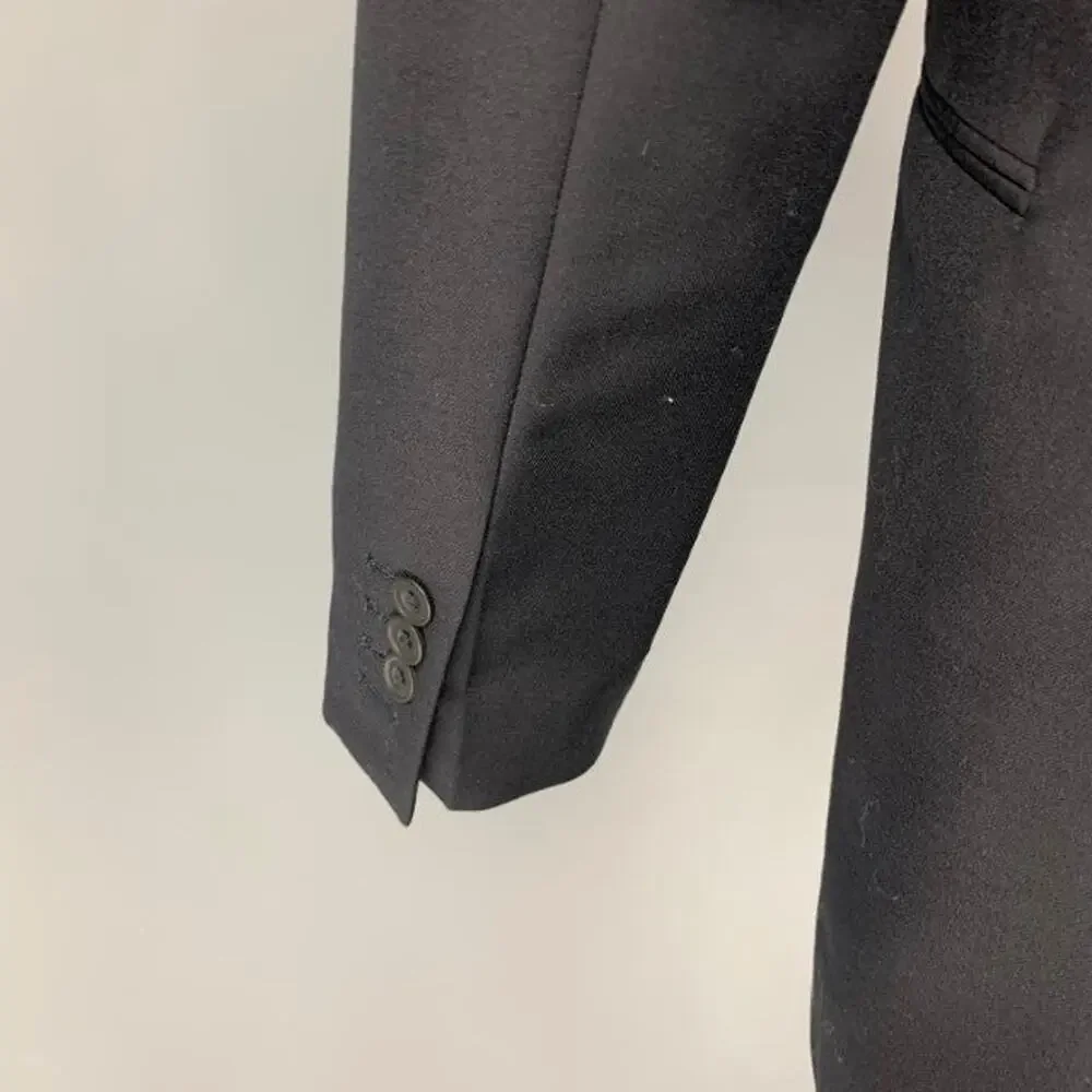 AQUASCUTUM Size 40 Black Wool Silk Shawl Collar Sport Coat